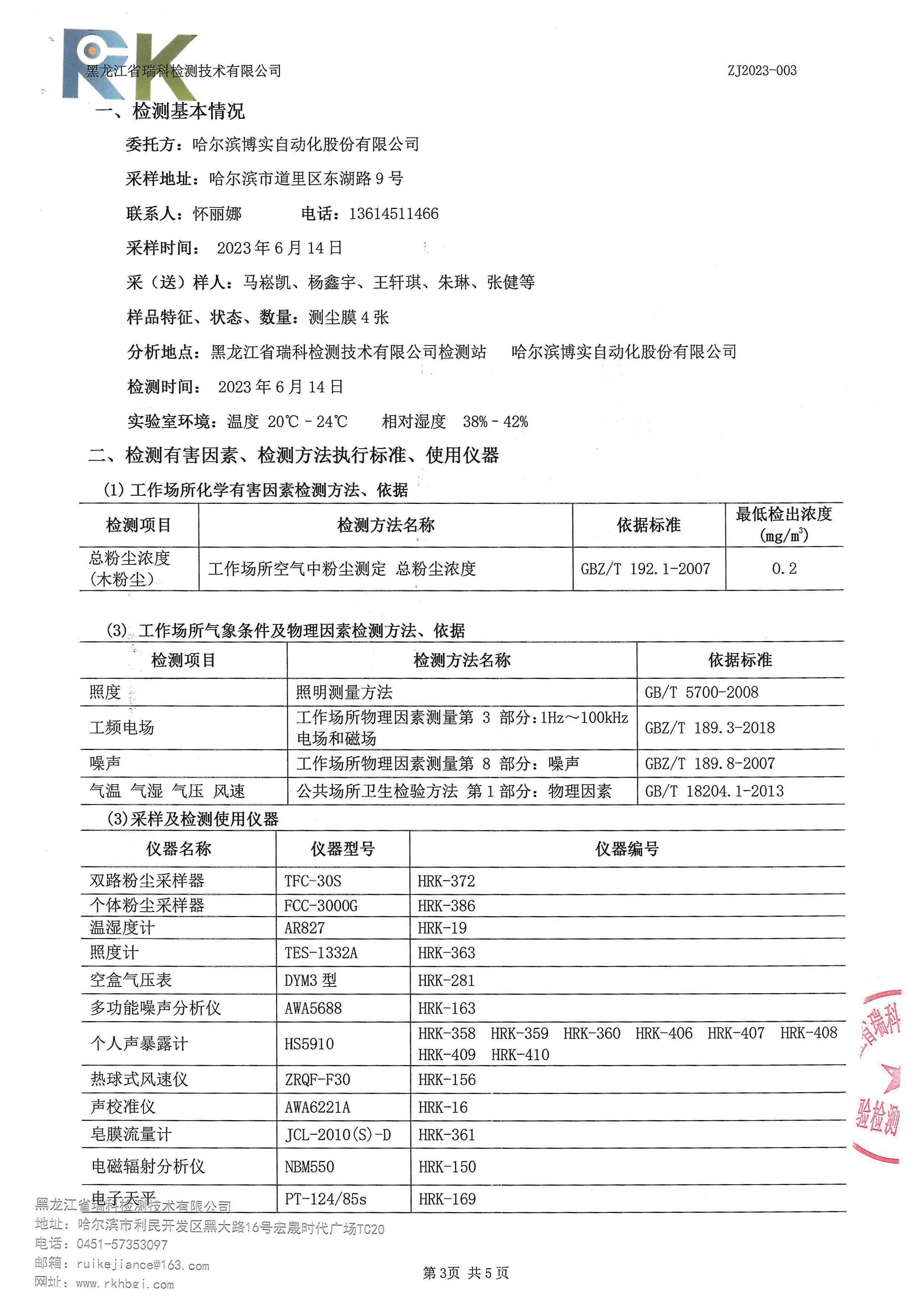 2023年度职业病危害因素按期检测报告_杏耀平台：机械人及智能工厂解决计划专家